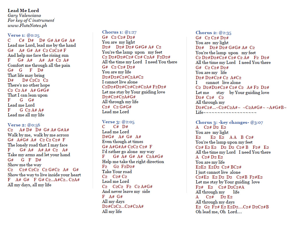 Lead Me Lord Gary Valenciano FluteNotes.ph Notes with Lyrics for Flute, Violin, Recorder Lead Me Lord Gary Valenciano FluteNotes.ph Notes with Lyrics for Flute, Violin, Recorder